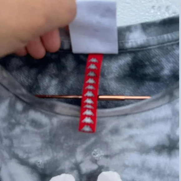 Kappa Womens Cropped Sweater Shirt Gray Black Tie Dye Sz Medium - Picture 15 of 15